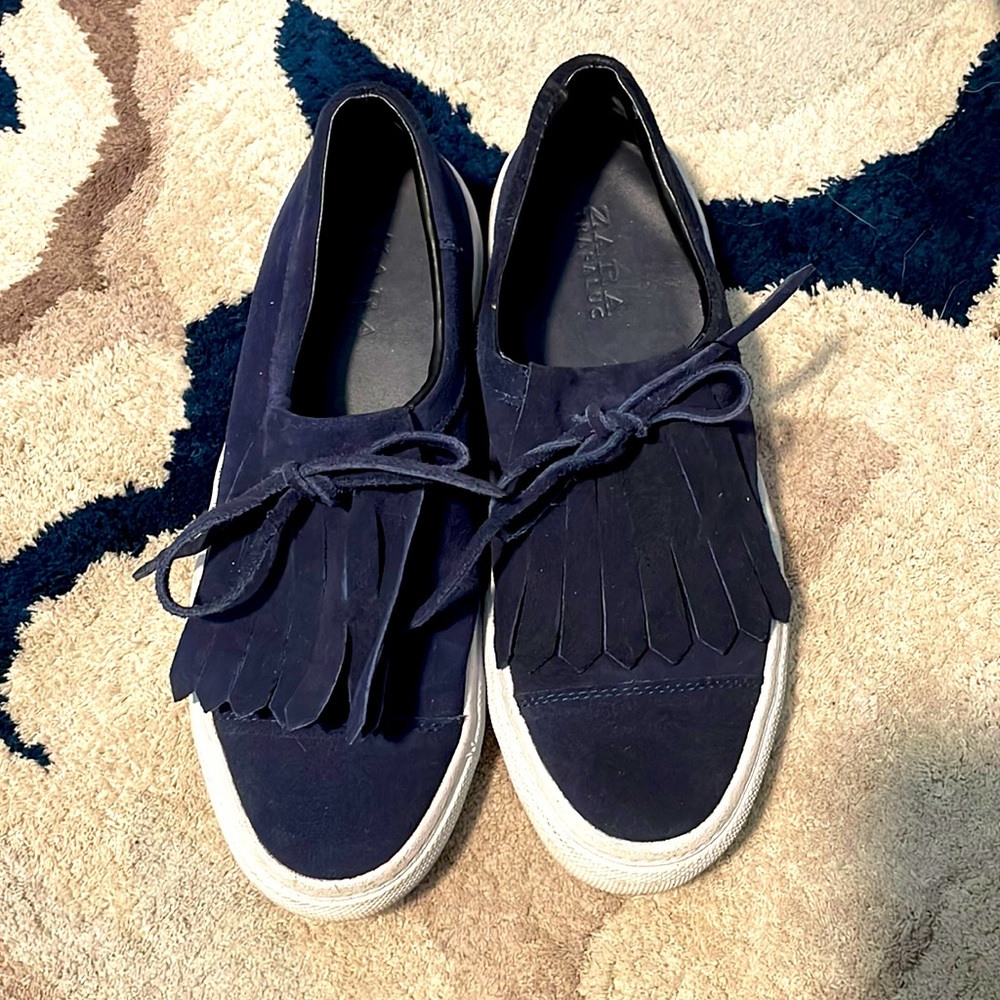 Zara Dark Blue Suede Shoes